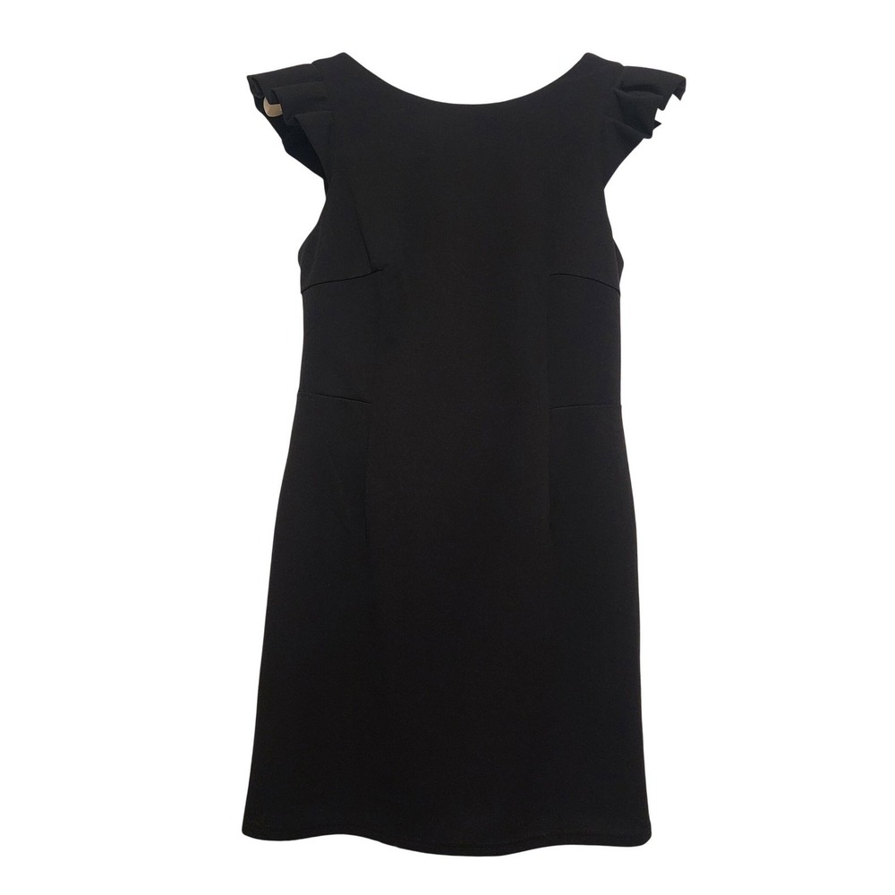 Molly Bracken Flutter Sleeve Tie Back Little Black Cocktail Dress Black Small